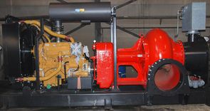 View of a complete water pump assy for agricultural irrigation. Diesel engine driven.