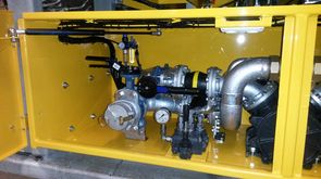 Lube Truck Details. Valve cabinet with discharge outlets