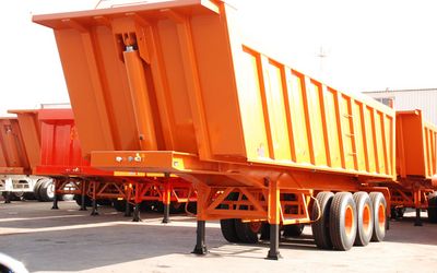 3-axles rock body rear tipper semitrailer. Capacity: 42 cbm. 